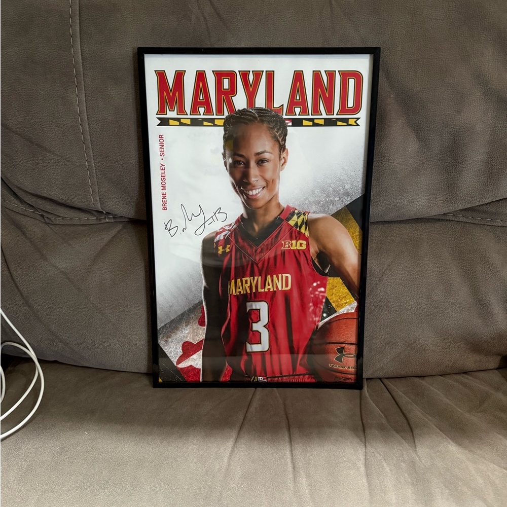 Brene Moseley - WNBA- 17” x 11” framed, signed , Maryland Terrapin